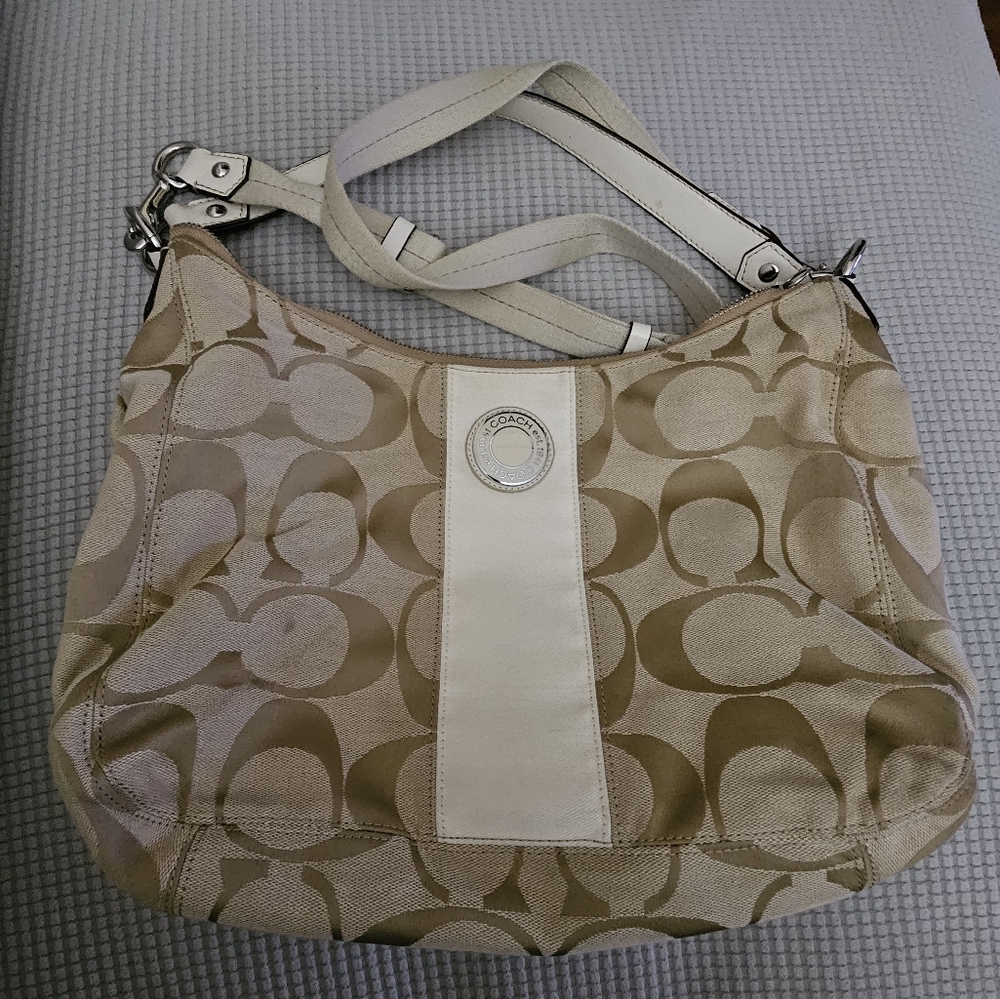 Coach Beige Signature Shoulder Bag